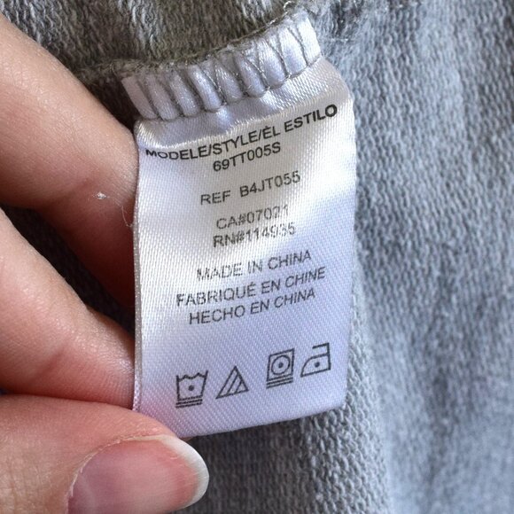 Crewneck Gray Sweater with Pink Embroidered Flower Sleeves - Picture 7 of 8